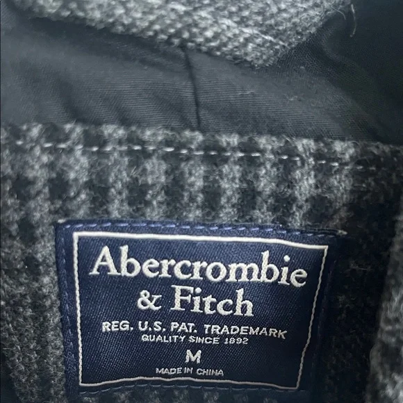 Abercrombie & Fitch Dark Plaid Trench Coat - Picture 2 of 5